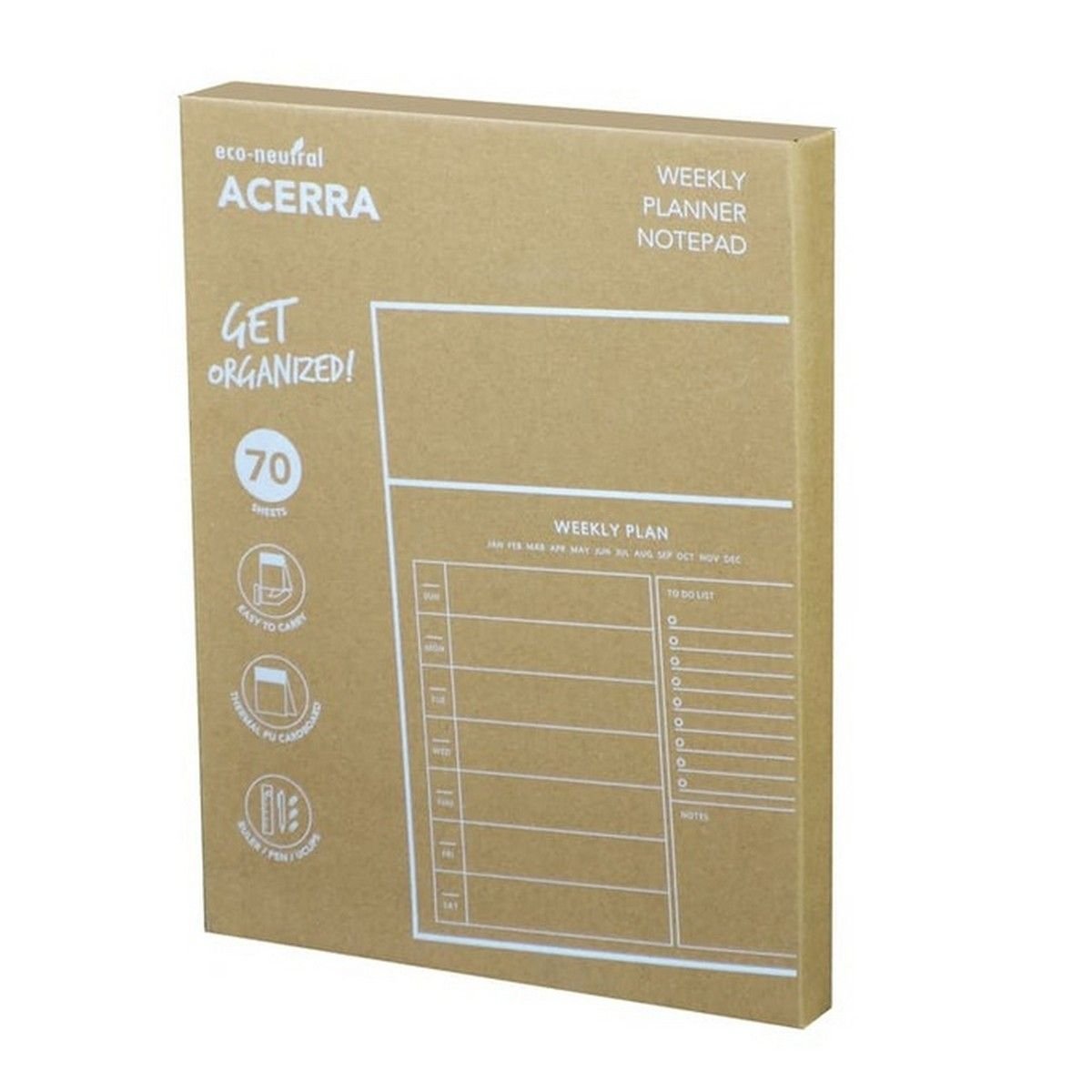 ACERRA A4 Weekly Planner - Includes Pen, Ruler & U Clips