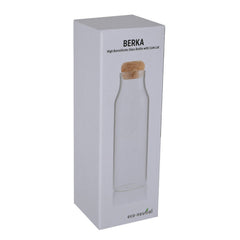 BERKA Borosilicate Glass Bottle with Cork Lid - 600ml