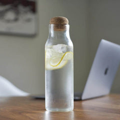 BERKA Borosilicate Glass Bottle with Cork Lid - 600ml
