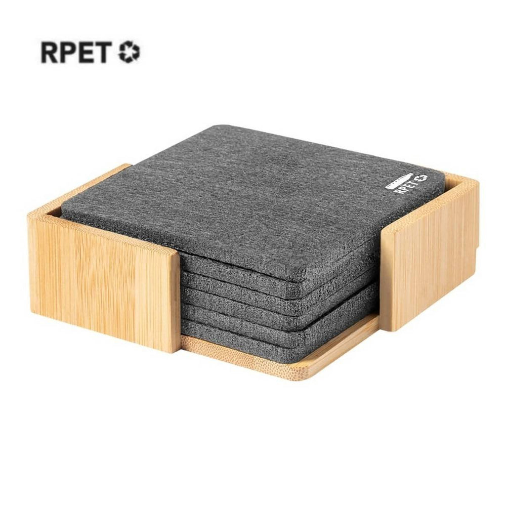 LAAX RPET Coaster Set with Bamboo Stand - Eco Neutral®