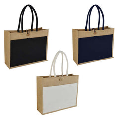 MONCLOVA Jute Bag with Canvas Pocket - Eco-Friendly Tote