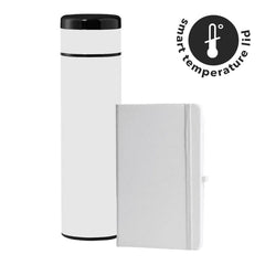 SARGAN Flask with Temperature Lid & Notebook Gift Set