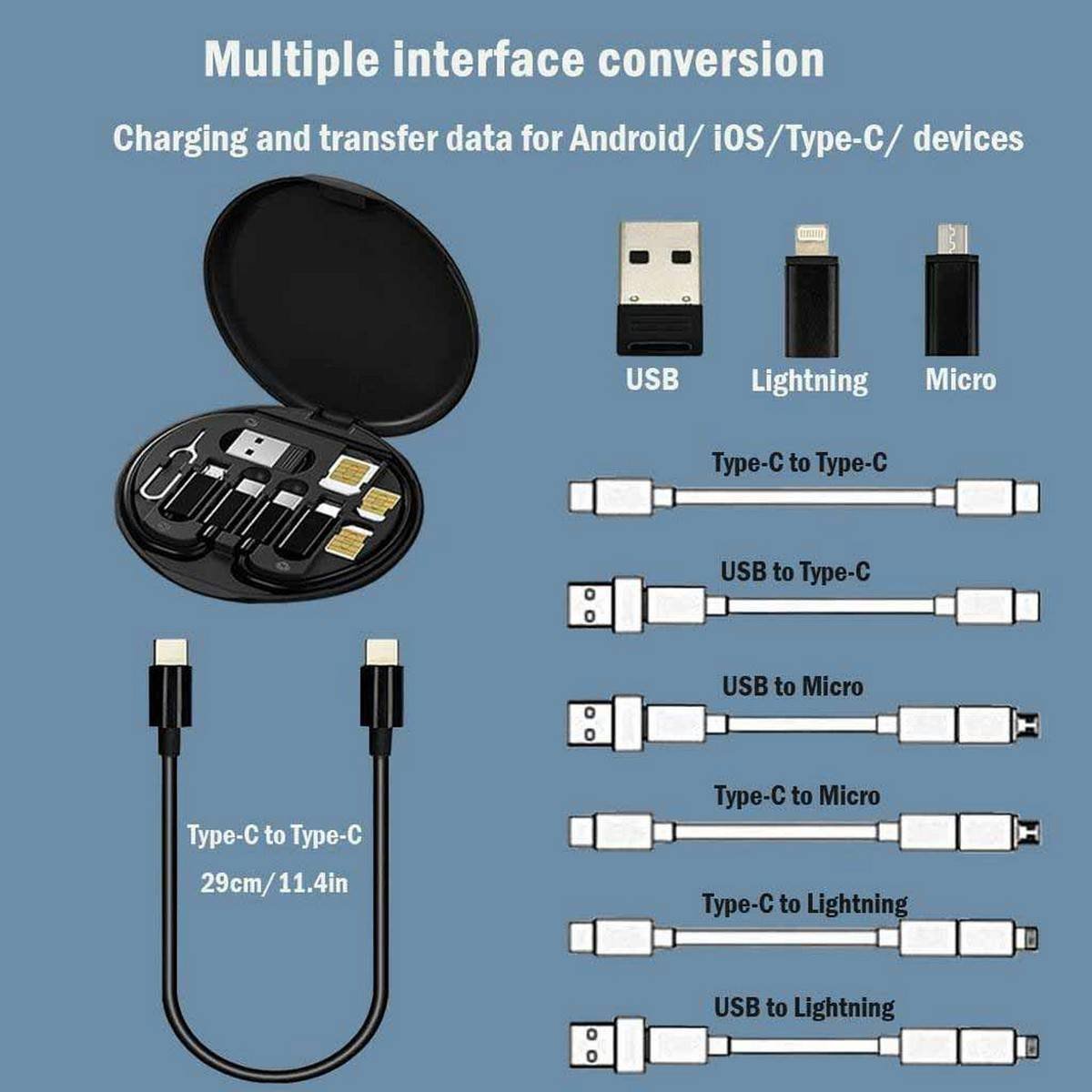 TAVIRA Recycled Multi-Cable Set - Eco-Friendly & Versatile