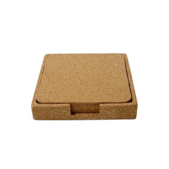 TEREVI Cork Coaster Set with Stand - Eco Neutral, Set of 4