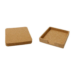 TEREVI Cork Coaster Set with Stand - Eco Neutral, Set of 4