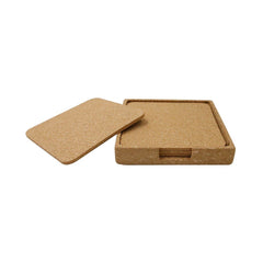 TEREVI Cork Coaster Set with Stand - Eco Neutral, Set of 4