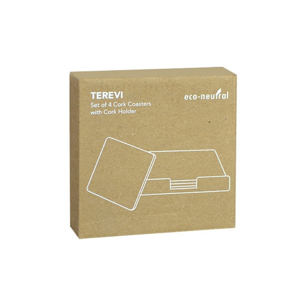 TEREVI Cork Coaster Set with Stand - Eco Neutral, Set of 4